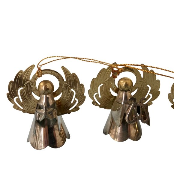 Vintage Christmas Tree Ornaments Set of 4 Vintage Metal Angel Music Themed - Picture 5 of 6